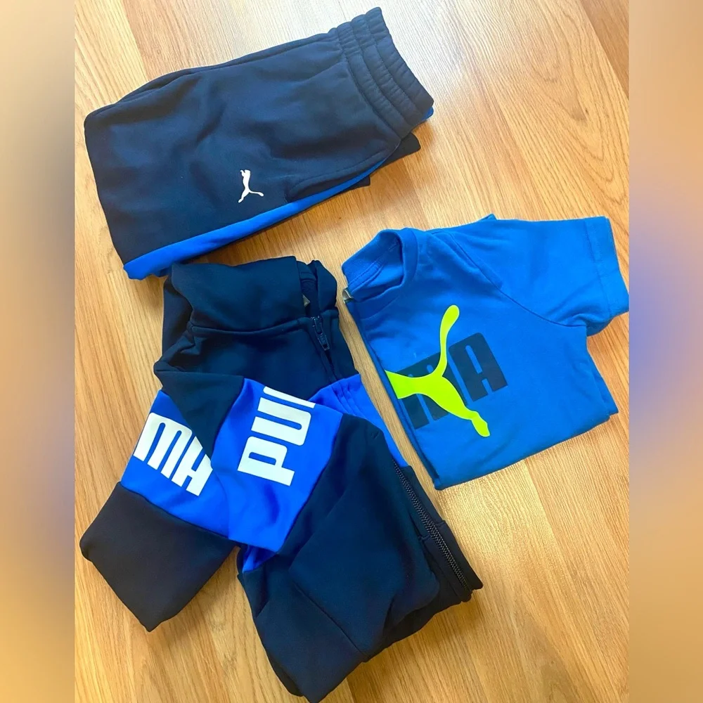 4T BOY PUMA TRACKSUIT FULL ZIP UP HOODIE TEE AND SWEATPANTS 3 PIECE MATCHING SET - Picture 13 of 13